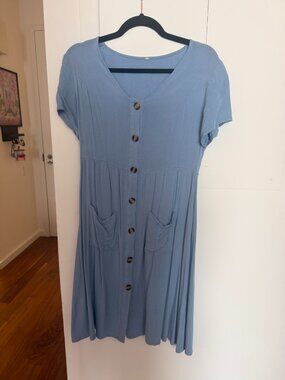 Blue button down dress